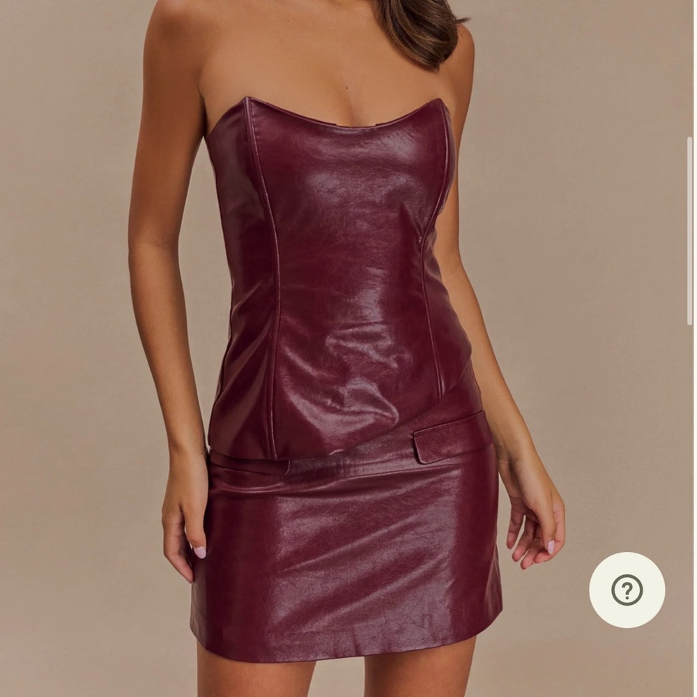 Meshki Strapless Wine Dress